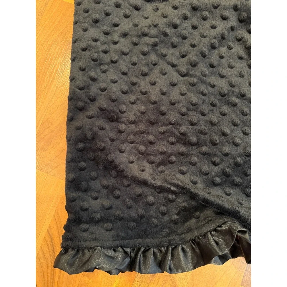 Pink Leopard Santa Baby Blanket Black Ruffle Edge Christmas Holiday carseat crib